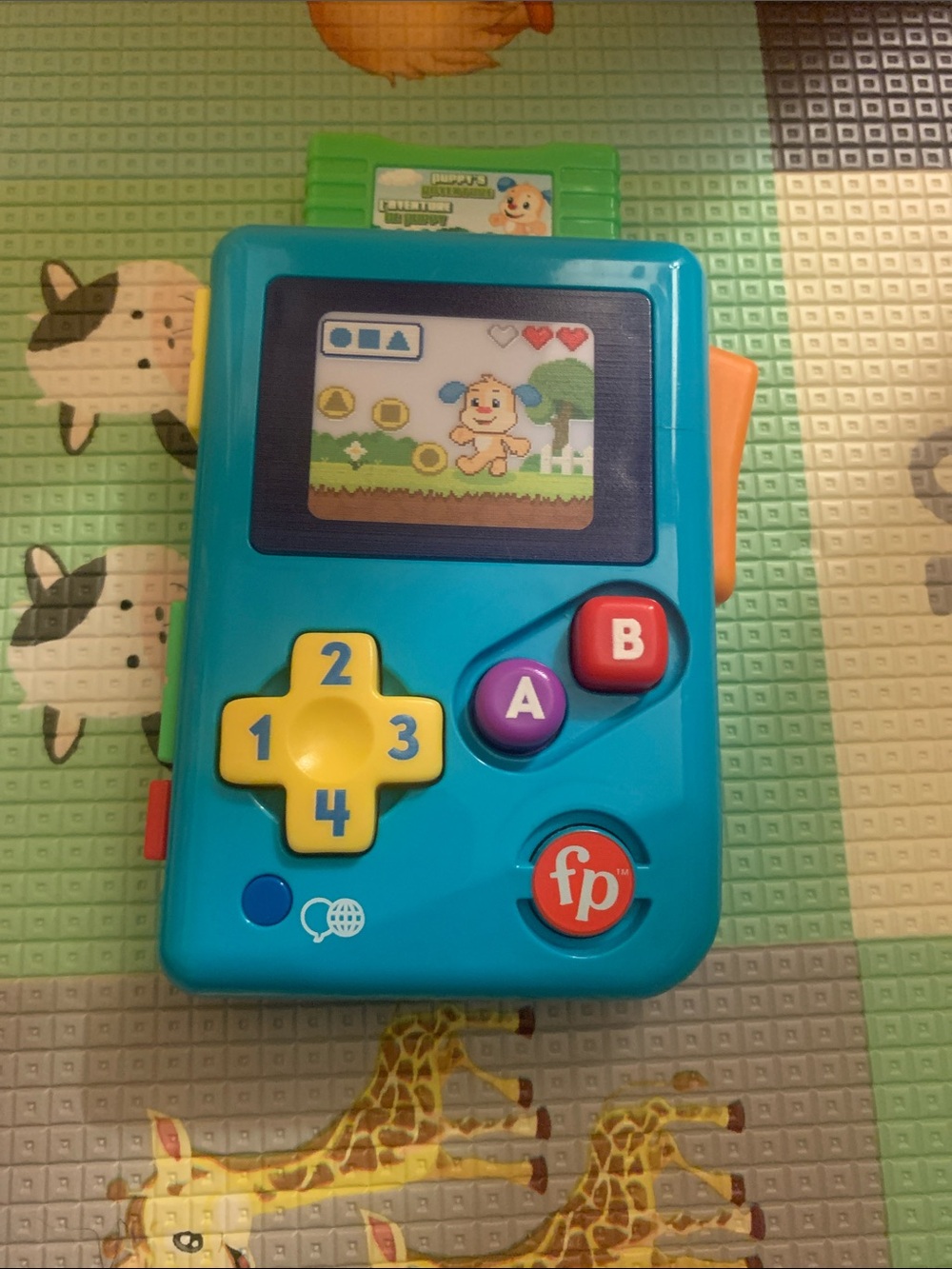 Fisher-Price Blue Handheld Learning Game with Yellow D-Pad